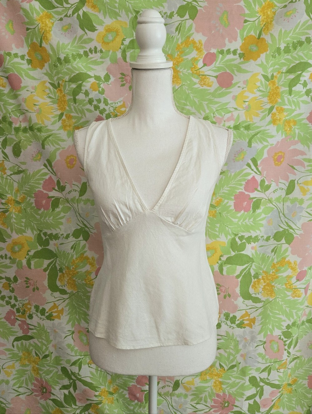White Linen Blend Summer Top